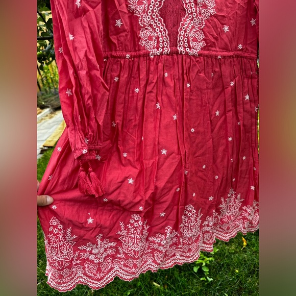 ULLA JOHNSON Clarice Embroidered Eyelet Lace Babydoll Dress, Scarlett - Sz 8 - Picture 12 of 16